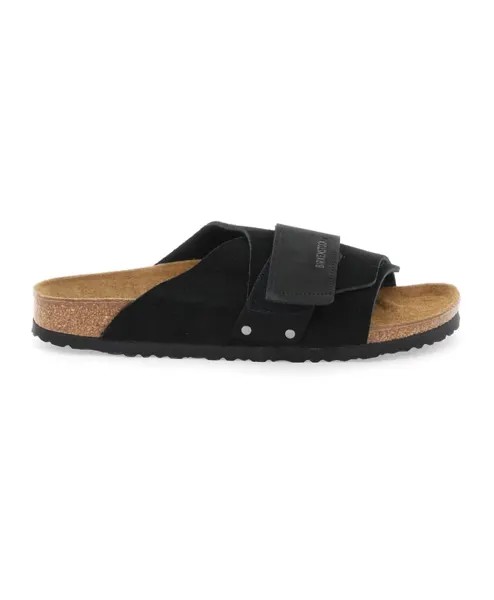Шлепанцы из замши и нубука с регулируемой застежкой липучкой Birkenstock, черный