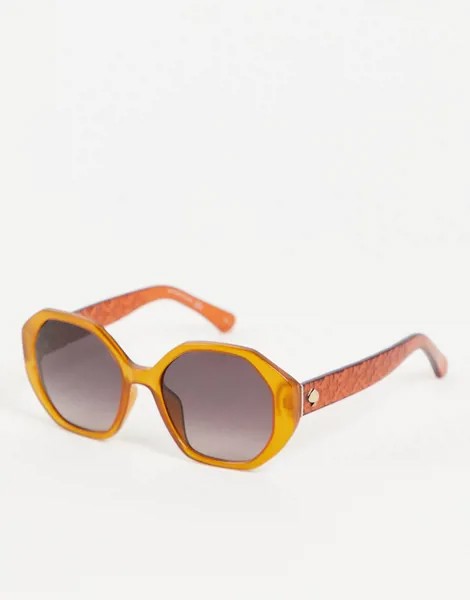 Круглые солнцезащитные очки в темно-оранжевой оправе Kate Spade-Оранжевый цвет