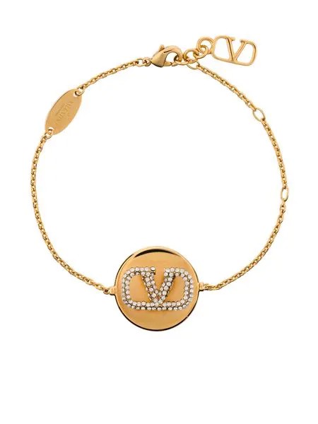 Valentino Garavani crystal VLOGO disc chain bracelet