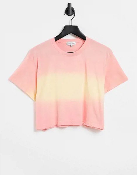 Укороченная коралловая футболка с принтом тай-дай In The Style-Розовый цвет