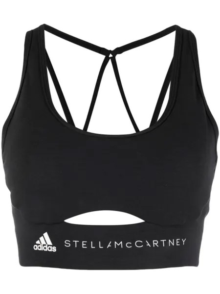 Adidas by Stella McCartney топ-бралетт с логотипом, черный