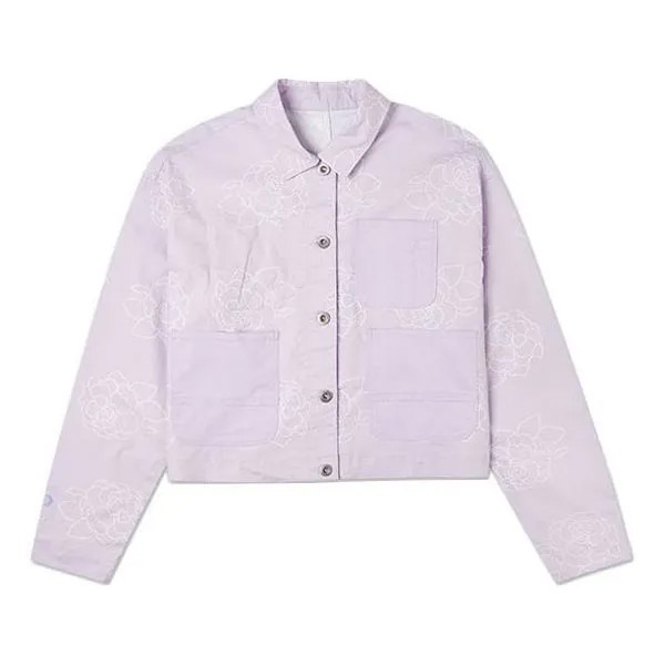Куртка (WMNS) Converse Printing Casual Reversible Short Shirt Jacket Purple, фиолетовый