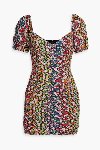 Платье мини Esme из крепдешина со сборками и принтом Rhode, многоцветный