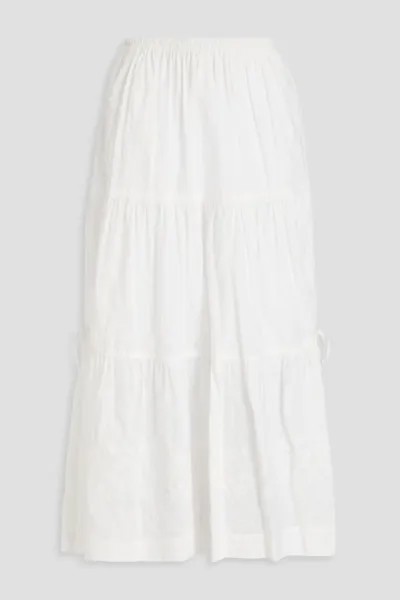 Хлопковая юбка миди fil-купе с вышивкой See By Chloé, белый