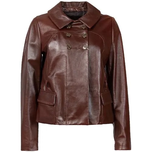 Кожаная куртка  Max Mara, средней длины, подкладка, размер 44, коричневый