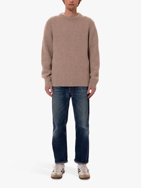 Джемпер August из органической шерсти с круглым вырезом Nudie Jeans, овес