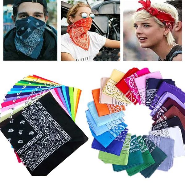 Открытый Bandana Квадратный шарф 55 см * 55 см Черный красный Paisley Оголовье Напечатано для женщин / мужчин / мальчиков / девочек