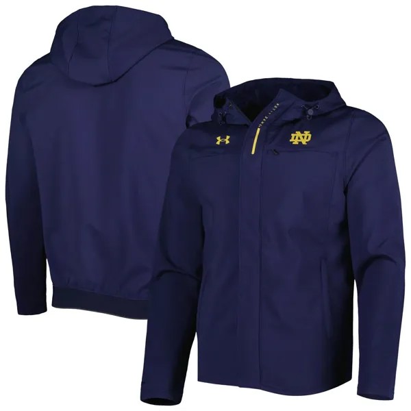 Мужская темно-синяя куртка Notre Dame Fighting Irish из тканого материала с молнией во всю длину Under Armour