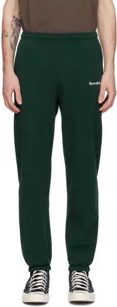 Зеленые спортивные штаны с вышивкой Sporty & Rich