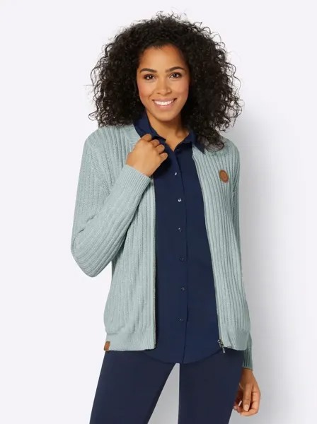 Кардиган в стиле casual Casual Looks, цвет Kalkmint-Weiß-Meliert