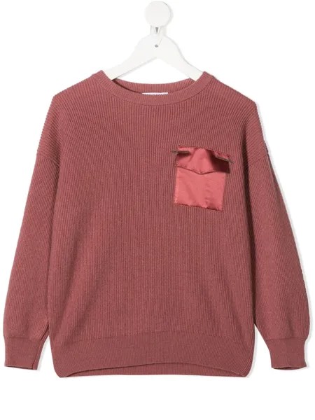 Brunello Cucinelli Kids толстовка в рубчик с карманом