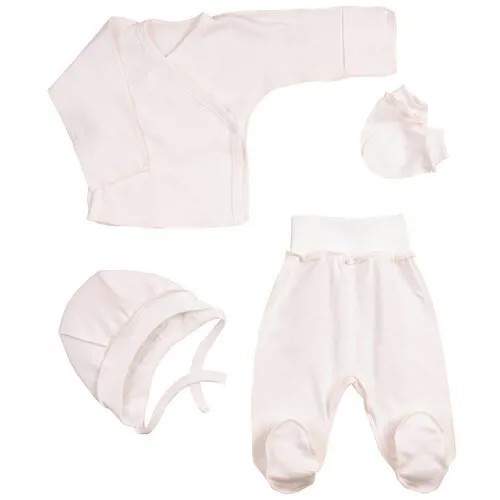 Комплект одежды  Совенок Дона детский, кофта и ползунки и чепчик и рукавицы, размер 32-50, экрю
