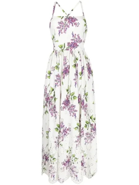 Elie Saab платье миди Cady с цветочным принтом, белый