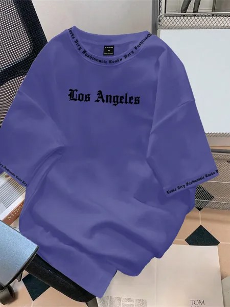 Мужская футболка с круглым вырезом и короткими рукавами Manfinity EMRG с принтом алфавита, фиолетовый
