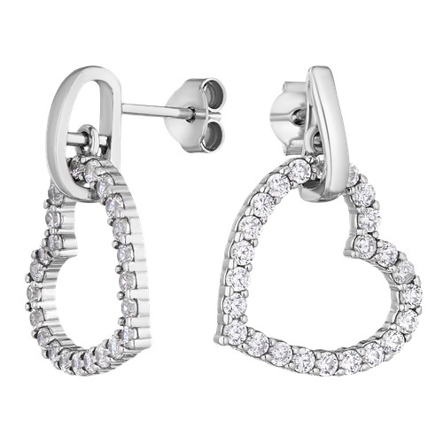 Серьги пусеты Ювелир Карат, серебро, 925 проба, фианит, , белый
