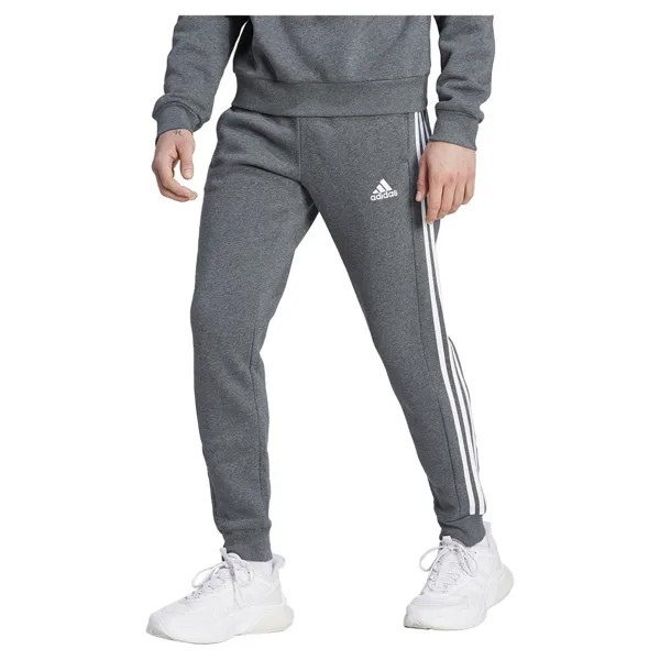 Брюки adidas Essentials Fleece 3 Stripes Tapered Cuff Joggers, серый