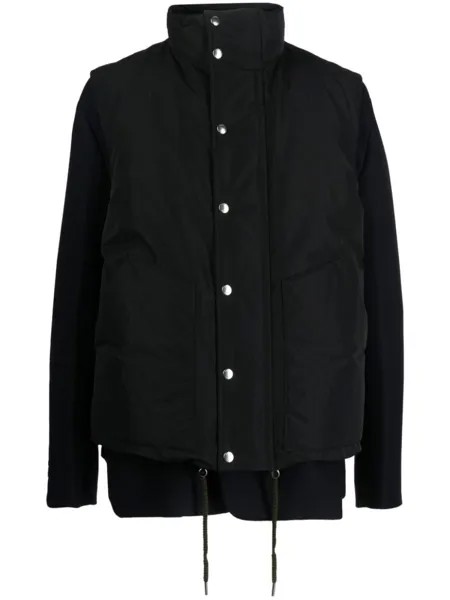 Sacai двухслойная шерстяная куртка, черный