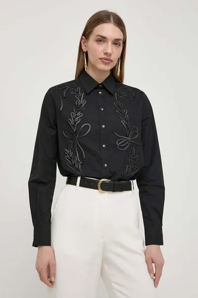 Хлопковая рубашка Pinko, черный