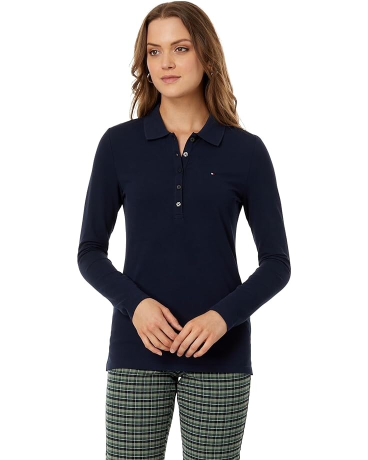 Поло Tommy Hilfiger Long Sleeve Solid, цвет Sky Captain