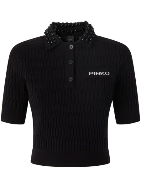 PINKO свитер с вышитым логотипом, черный
