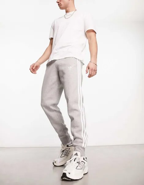 Бледно-серые джоггеры с 3 полосками adidas Originals