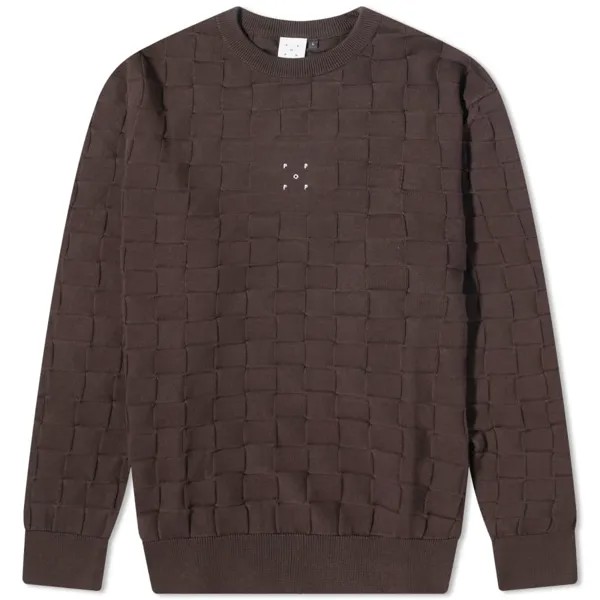 Свитер Pop Trading Company Клетчатая панель в клетку Crew Knit