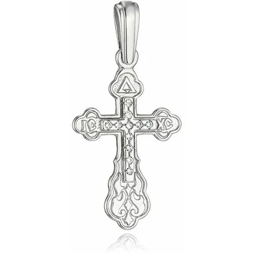 Крестик Ювелир Карат, серебро, 925 проба, родирование, фианит