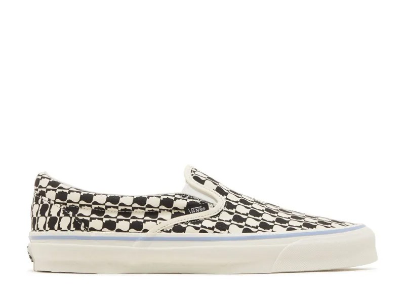 Кроссовки Vans Brain Dead X Og Classic Slip-On Lx 'Black White Checkerboard', белый