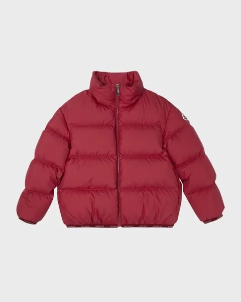 Пуховик с логотипом Abbadia для девочек Moncler, цвет Red