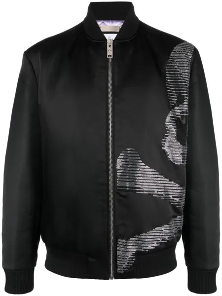 Philipp Plein атласный бомбер Skull&Bones, черный