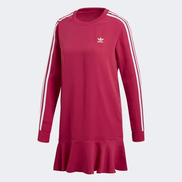 Платье Adidas Originals 3-stripes, красно-малиновый
