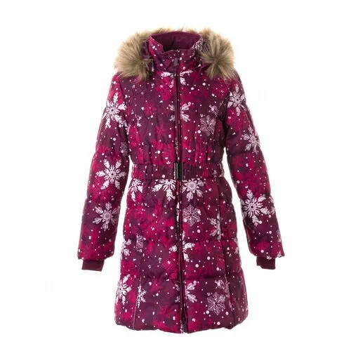 Пальто YACARANDA 12030030-14334 Huppa, Размер 158, Цвет 14334- бургундия со снежинками