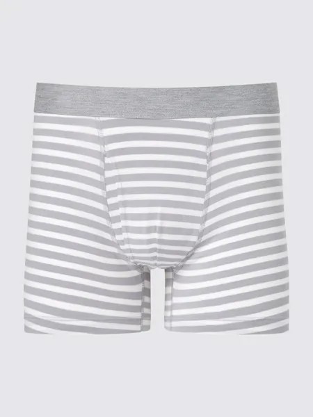 Хлопчатобумажные боксерские трусы в полоску Uniqlo, серый