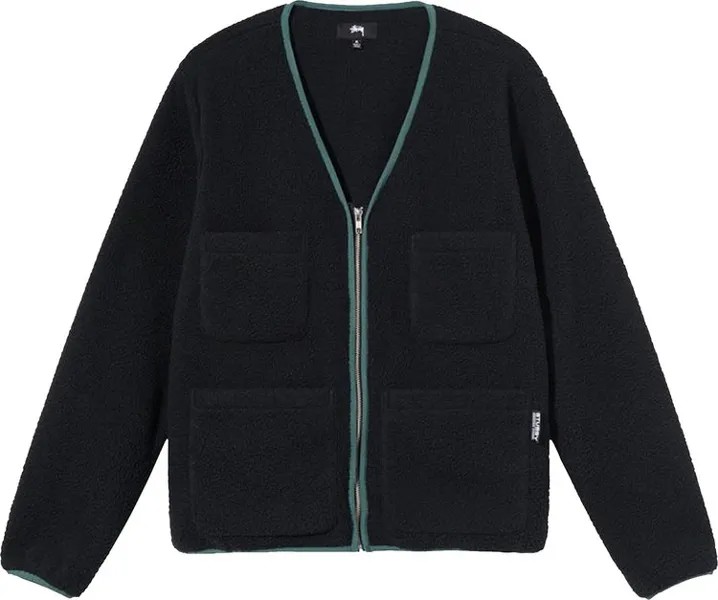 Кардиган Stussy Polar Fleece Cardigan 'Black', черный