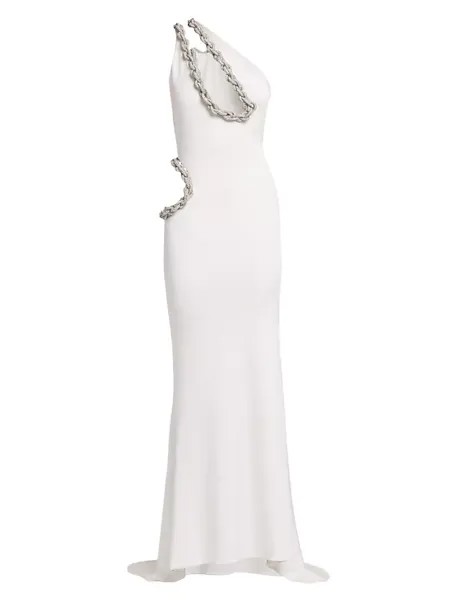 Платье на одно плечо с вырезом из веревки Stella Mccartney, цвет off white