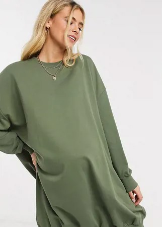 Платье-свитшот в стиле oversized цвета хаки ASOS DESIGN Maternity-Зеленый цвет