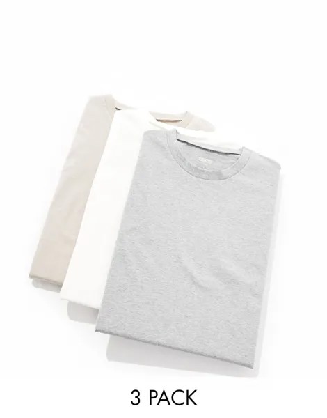 ASOS DESIGN — набор из 3 больших футболок разных цветов