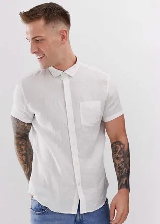Белая льняная рубашка с короткими рукавами Celio-Белый