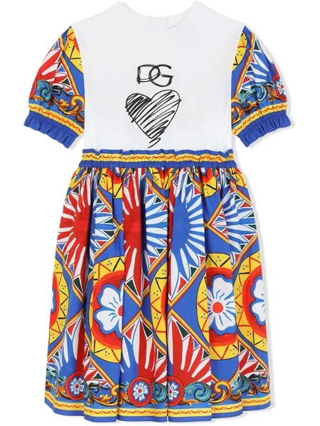 Dolce & Gabbana Kids расклешенное платье с графичным принтом