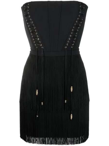 Elisabetta Franchi платье с бахромой, черный