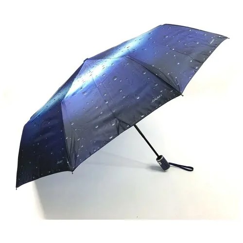 Мини-зонт автомат, 3 сложения, купол 100 см., 9 спиц, для женщин, синий