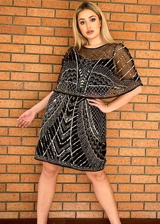 Платье мини с кейпом и отделкой ASOS DESIGN Curve-Многоцветный