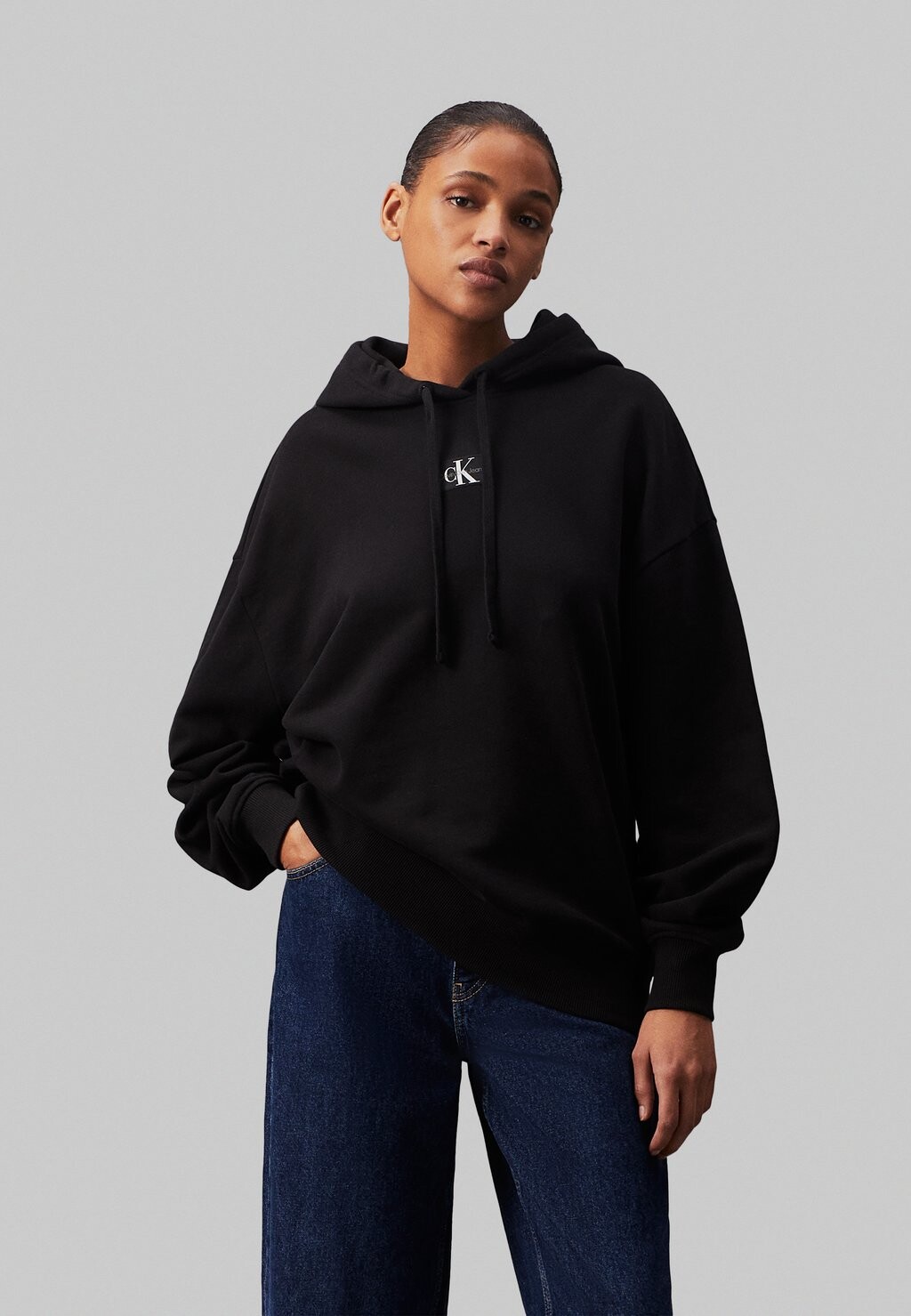 Толстовка LABEL OVERSIZED HOODIE Calvin Klein, черный