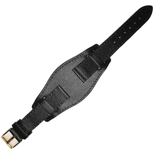 Ремешок 1802-02 НАП (чер) Черный 18 мм ремень напульсник кожаный для часов наручных из кожи натуральной мужской командирские