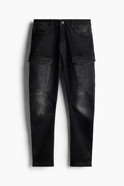 Узкие джинсы-карго H&M, черный