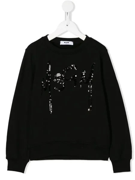 MSGM Kids толстовка с декорированным логотипом