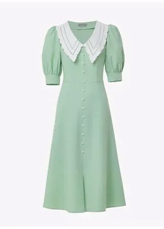 Lichi Платье миди с контрастным воротником, цвет мятный, размер S