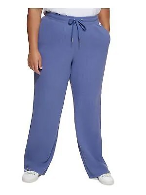 CALVIN KLEIN Женские синие текстурированные брюки с высокой талией и завязками на талии, большие размеры 1X