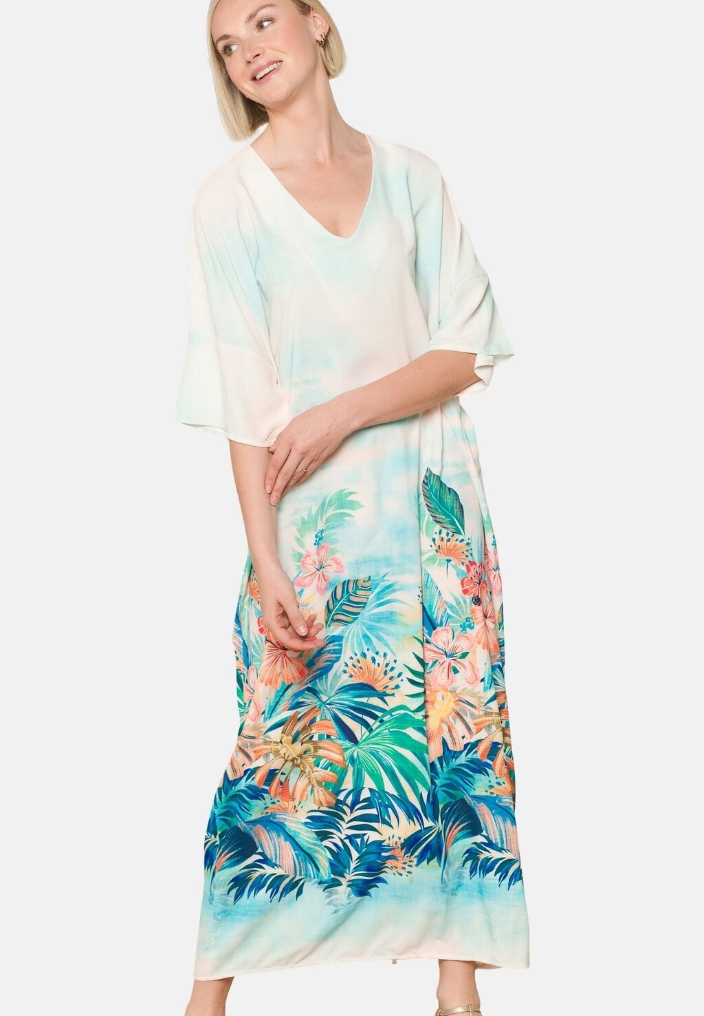 Длинное платье KAFTAN TROPICAL LolaLiza, кремовый