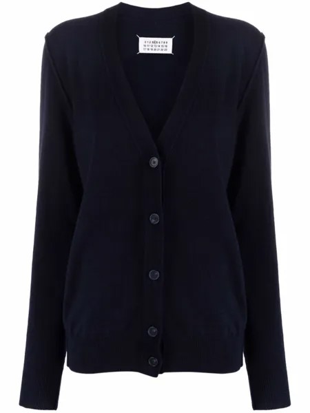 Maison Margiela кашемировый кардиган с V-образным вырезом, синий